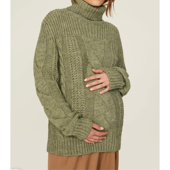 Pietro Brunelli Women's Himalaya Chunky Wool Blend Maternity Sweater Small Green - Picture 14 of 15